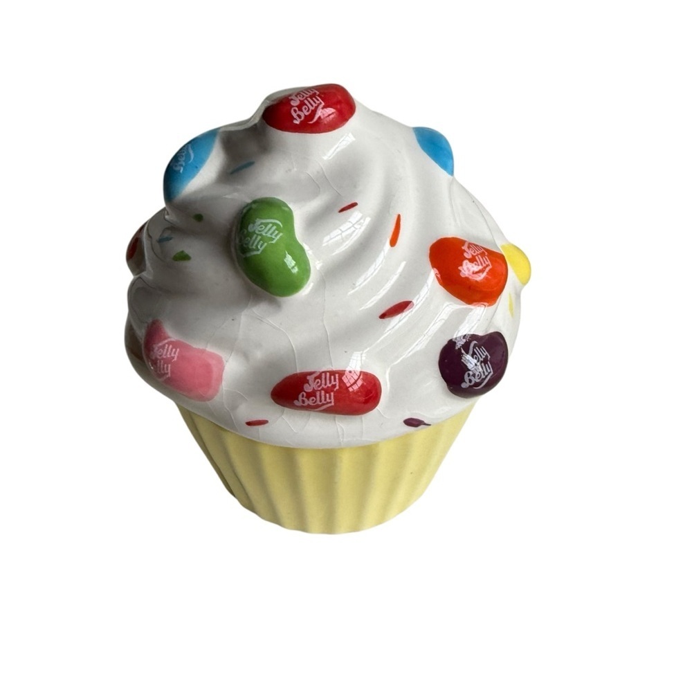 Jelly Belly Jelly Beans Ceramic Cupcake Candy Jar Trinket